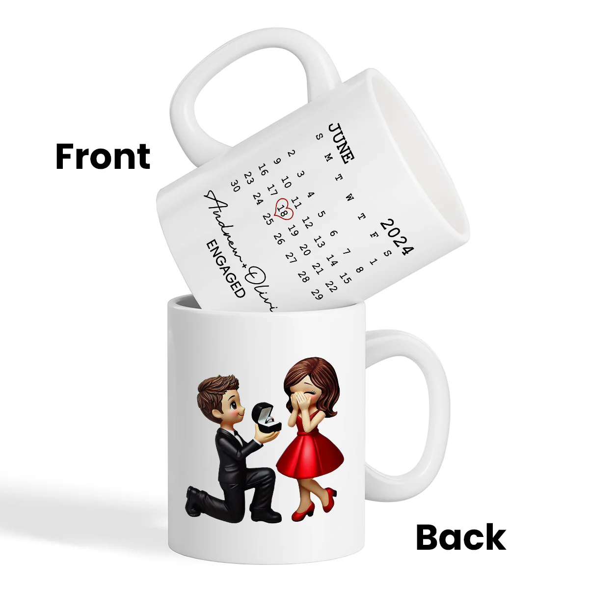 Personalized Mr Mrs Coffee Mug, Marriage Proposal Personalized Engagement Gift for him, Gift for her - Image 6