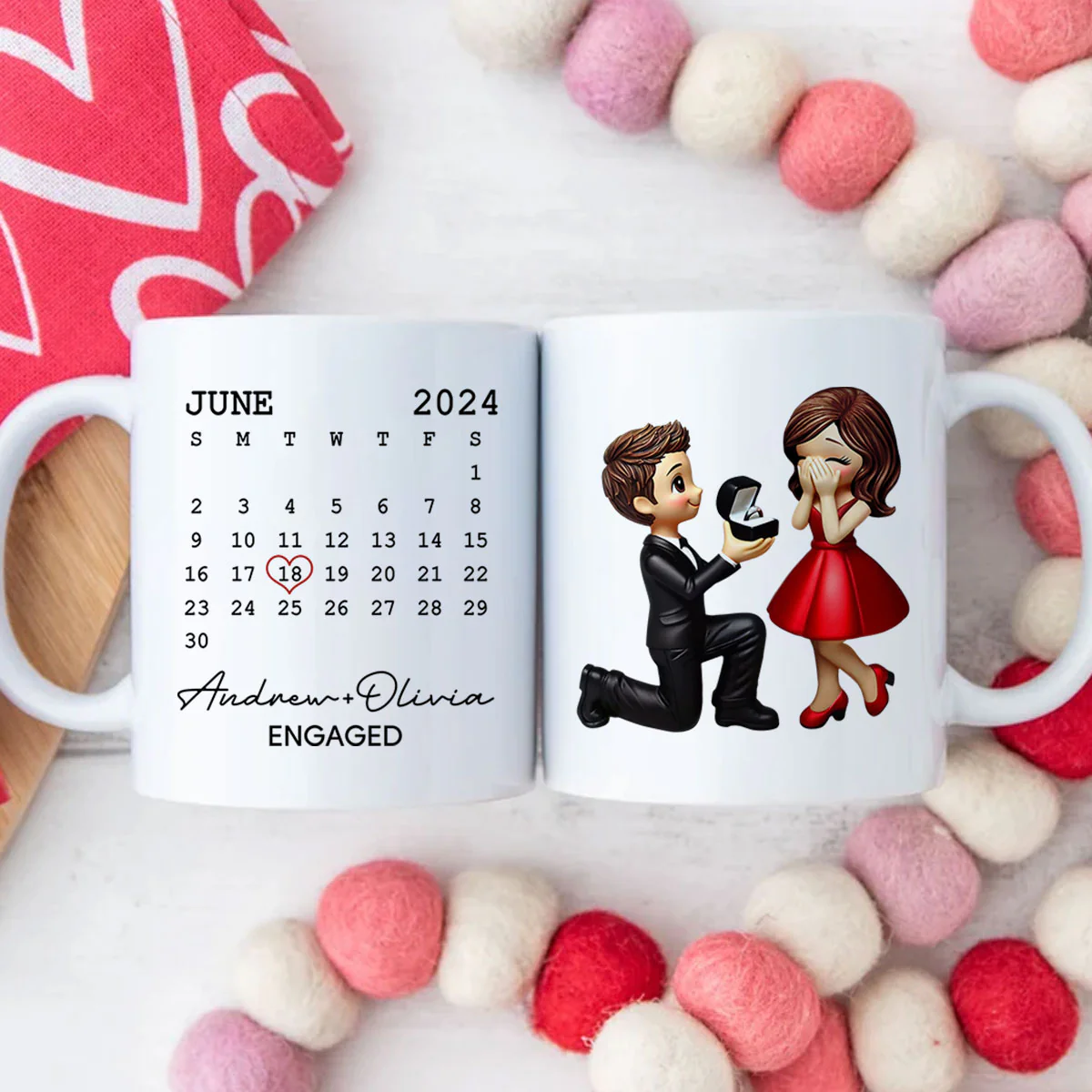 Personalized Mr Mrs Coffee Mug, Marriage Proposal Personalized Engagement Gift for him, Gift for her - Image 7