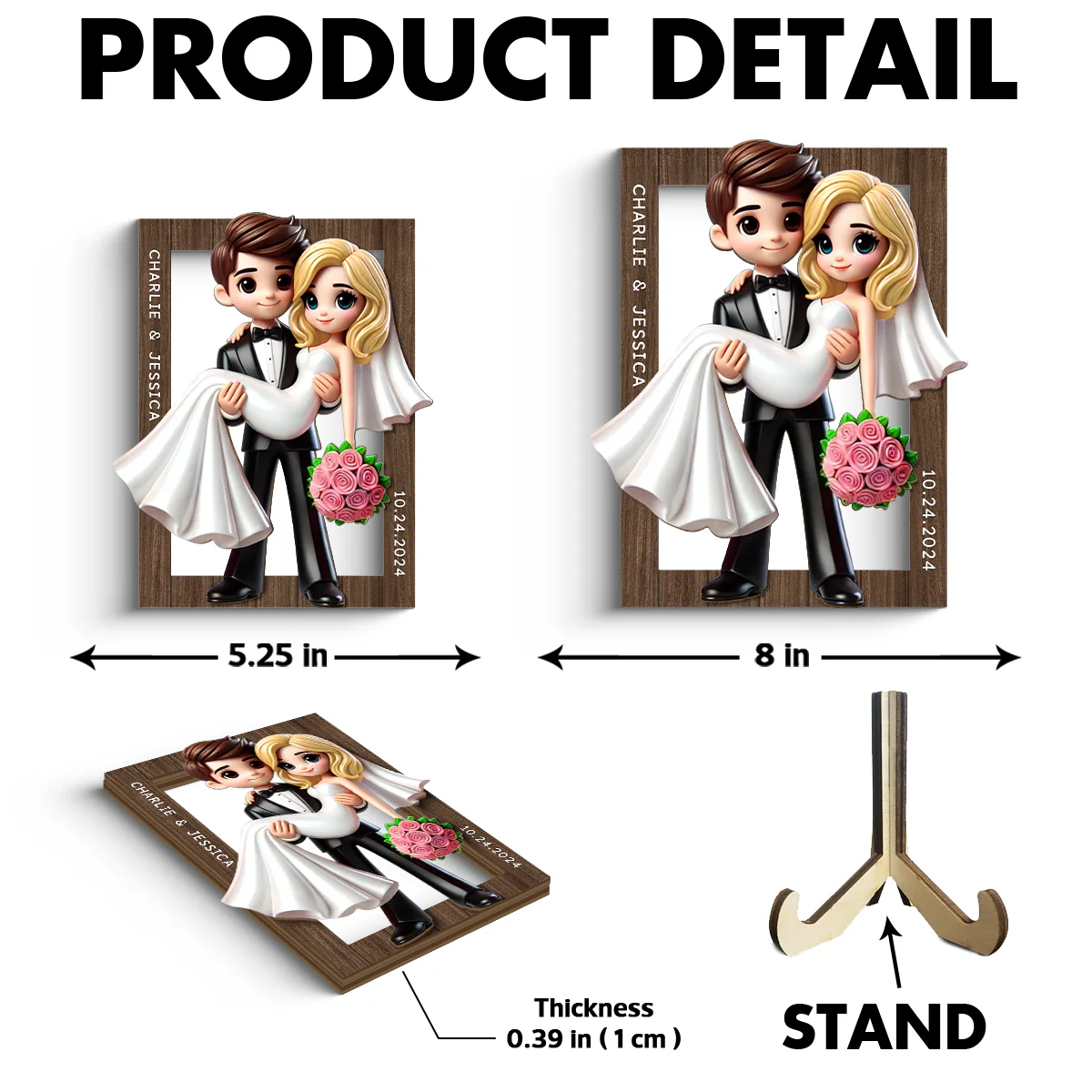Personalized Mr Mrs First Year Married Couple Personalized 2-Layered Wooden Plaque, Gift for him, Gift for her - Image 6