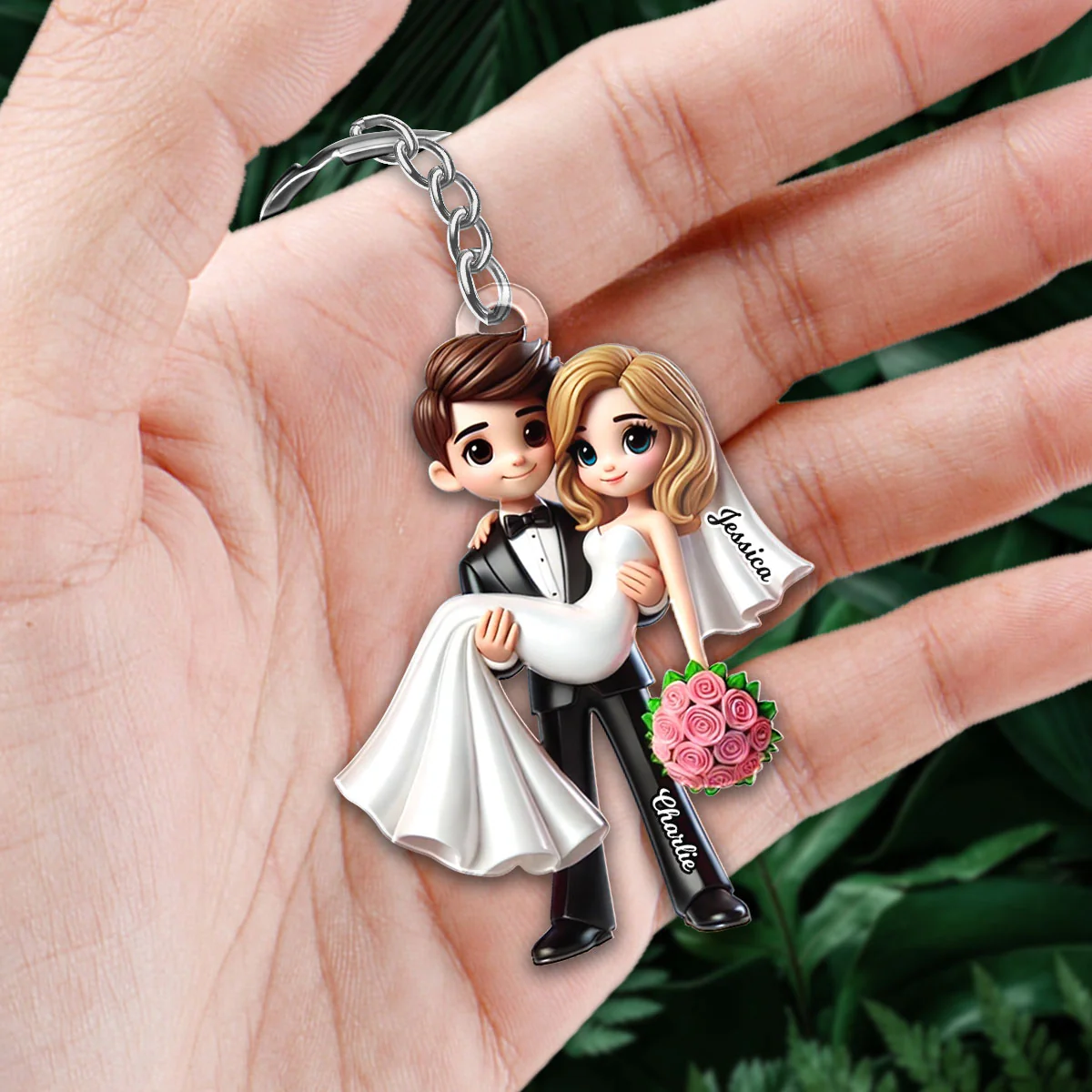 Personalized Mr Mrs First Christmas Married Couple Personalized Acrylic Keychain, Gift for him, Gift for her - Image 4