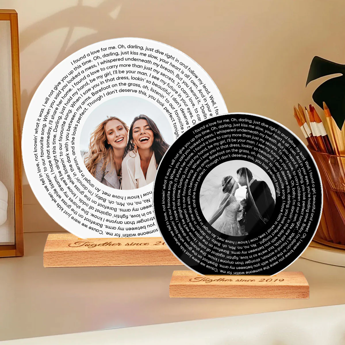 Personalized Music Photo Lyrics Circle Plaque, Gifts for Girlfriend, Boyfriend, Husband Wife, Sister Besties Wedding Gift - Image 5