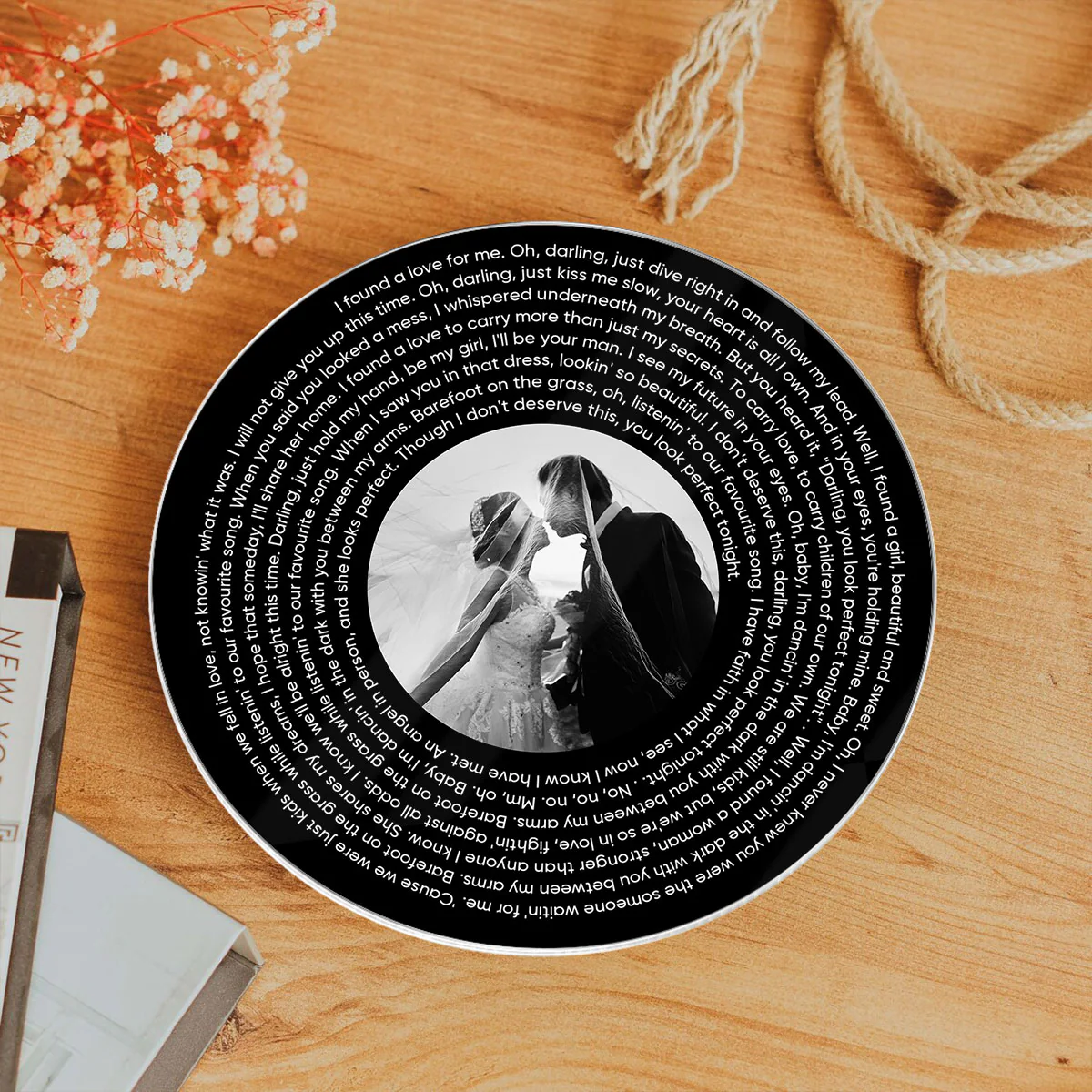 Personalized Music Photo Lyrics Circle Plaque, Gifts for Girlfriend, Boyfriend, Husband Wife, Sister Besties Wedding Gift - Image 6