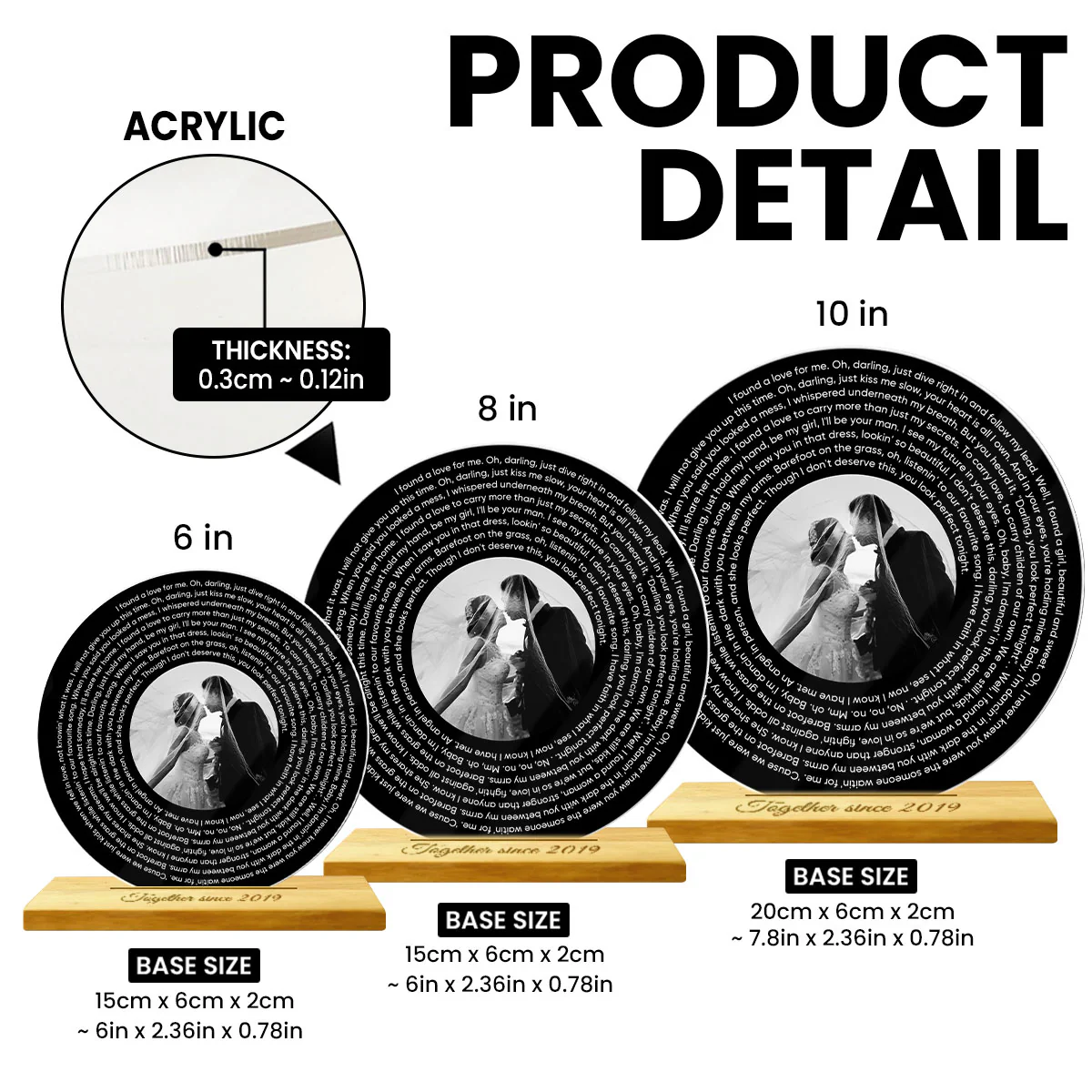 Personalized Music Photo Lyrics Circle Plaque, Gifts for Girlfriend, Boyfriend, Husband Wife, Sister Besties Wedding Gift - Image 8