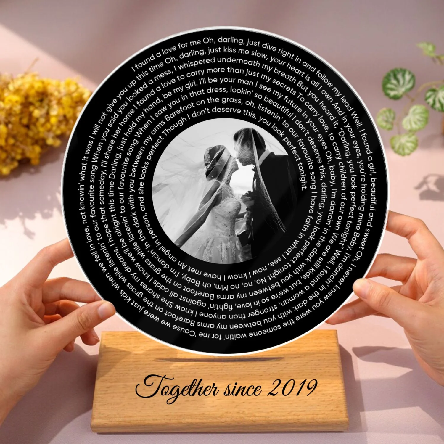 Personalized Music Photo Lyrics Circle Plaque, Gifts for Girlfriend, Boyfriend, Husband Wife, Sister Besties Wedding Gift - Image 9