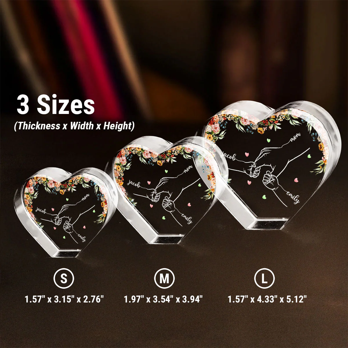 Personalized Name Mom And Kid Hands Premium Crystal Heart LED, A Timeless Treasure for Mom, Free Shipping Included - Image 10
