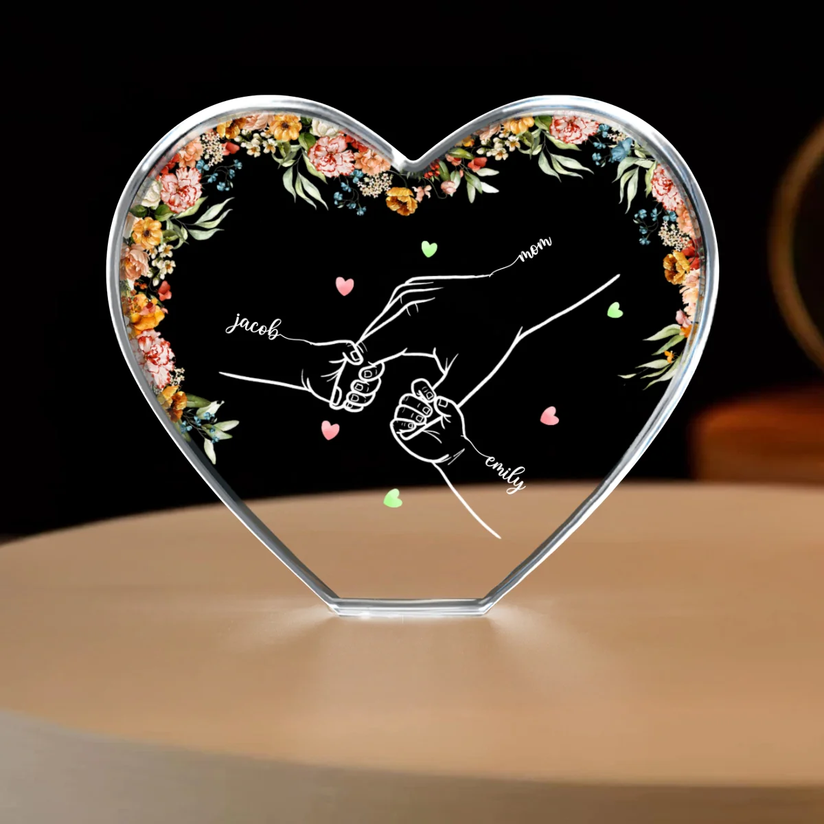 Personalized Name Mom And Kid Hands Premium Crystal Heart LED, A Timeless Treasure for Mom, Free Shipping Included - Image 13