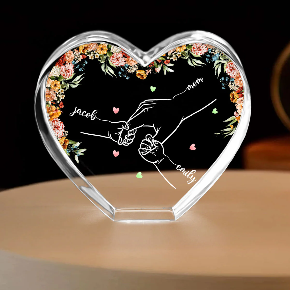Personalized Name Mom And Kid Hands Premium Crystal Heart LED, A Timeless Treasure for Mom, Free Shipping Included - Image 4
