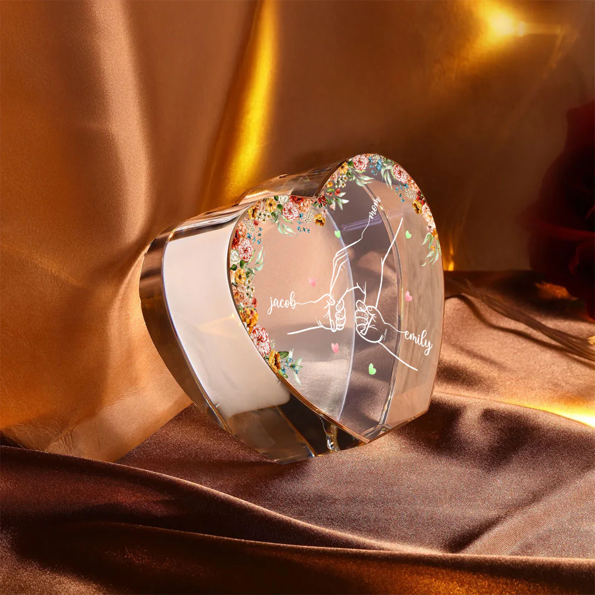 Personalized Name Mom And Kid Hands Premium Crystal Heart LED, A Timeless Treasure for Mom, Free Shipping Included - Image 8