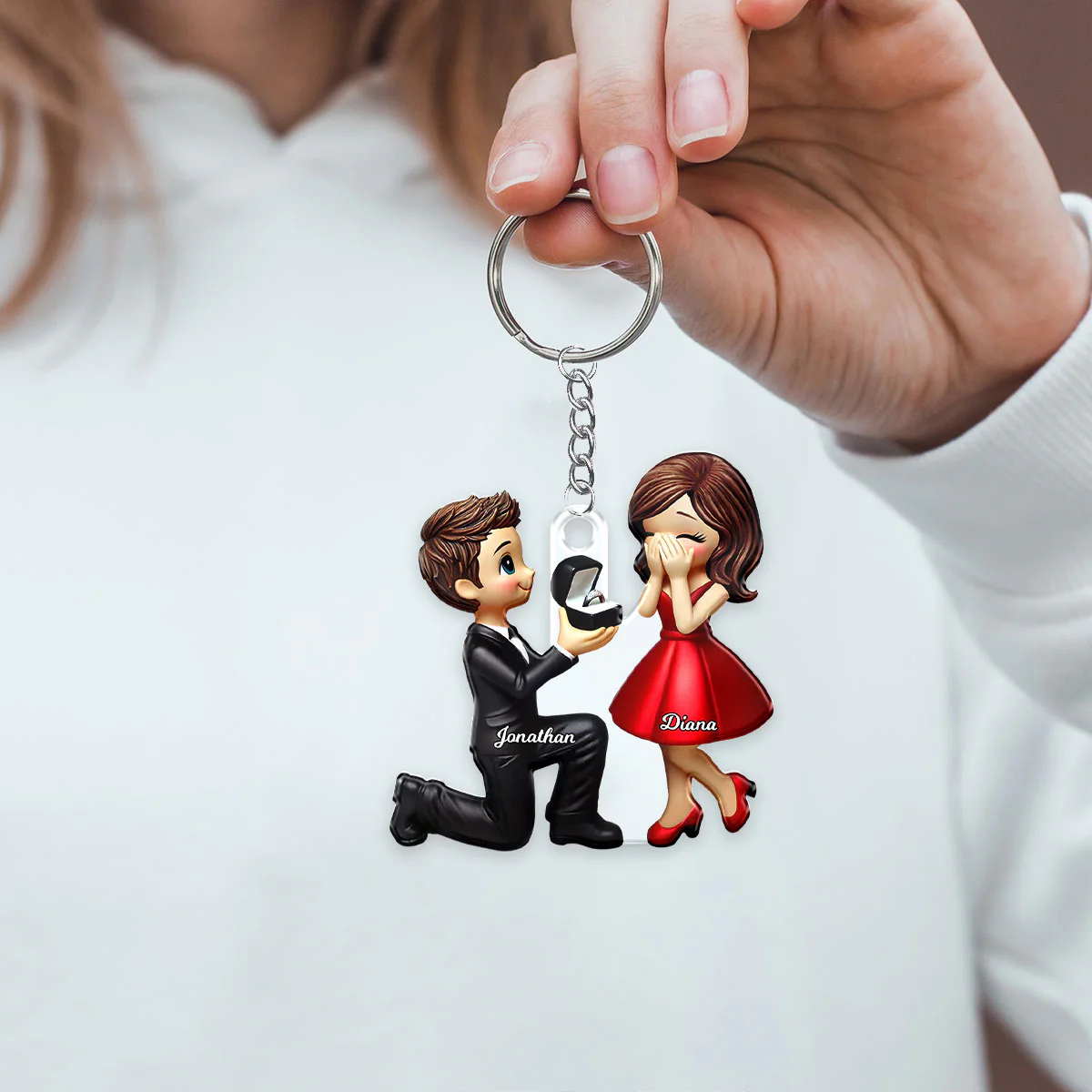 Personalized Newly Engaged Gift, She Said Yes Acrylic Flat Keychain, Custom Just Engaged Gifts for Couples - Image 6