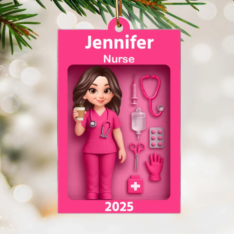 Personalized Nurse In Toy Box 3D Acrylic Ornament, Special Christmas Gift For Nurse, For Co-workers - Image 9
