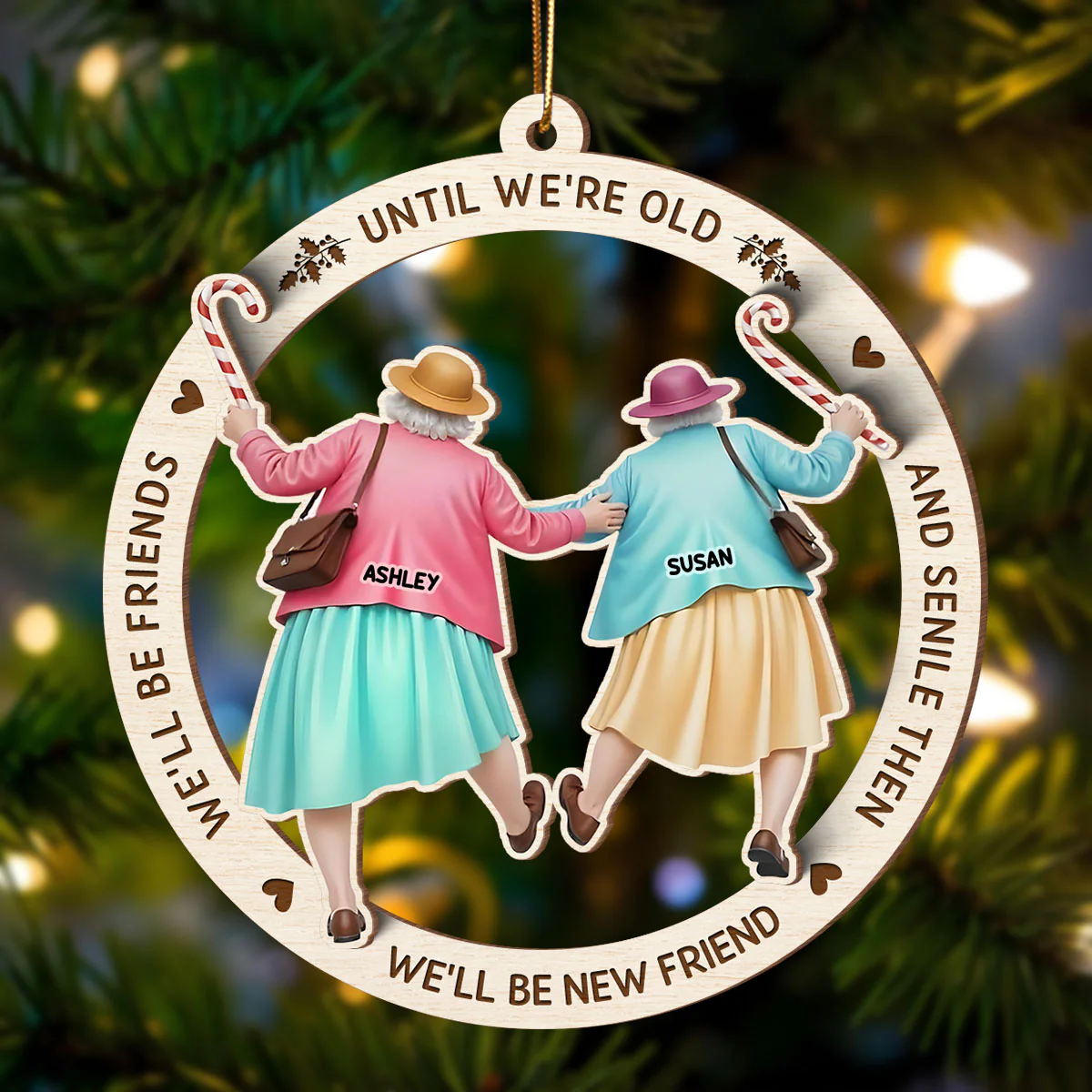 Personalized Old Best Friend Ornament, Best Friend Christmas Gift, Friendship Christmas Ornament, Custom Best Friend Gift, Bestie Gift, BFF Gift - Image 2