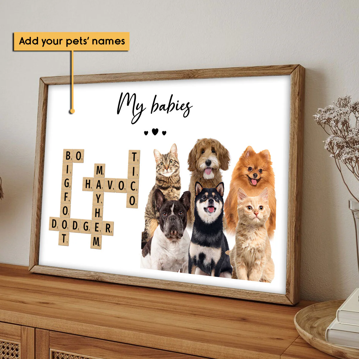Personalized Pet Photo Crossword Puzzle Poster Wall Art, Unique Christmas Gift For Pet Owner, Dog Cat Lovers - Image 3