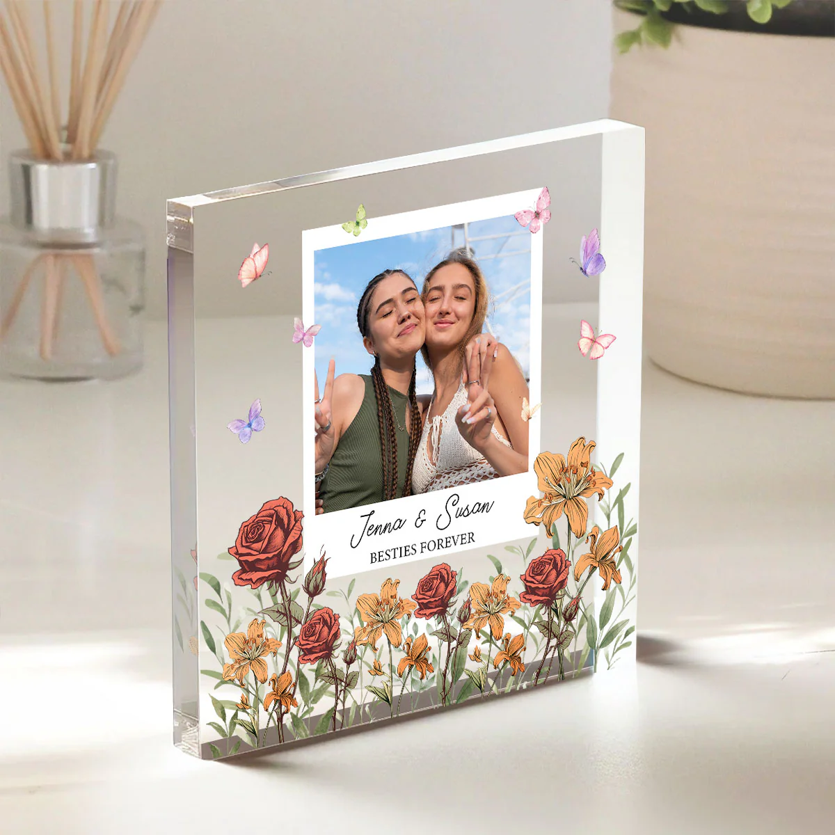 Personalized Photo Acrylic Block Plaque Birth Month Flower, Bestie Gifts, Christmas Gift for Friend, Friendship, Soul Sisters - Image 6