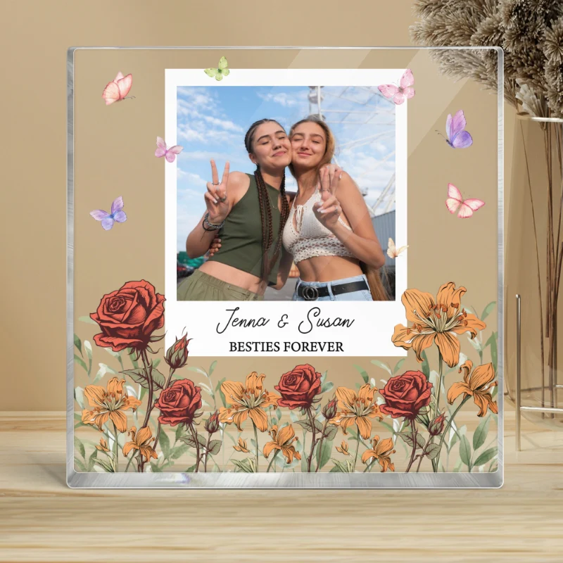 Personalized Photo Acrylic Block Plaque Birth Month Flower, Bestie Gifts, Christmas Gift for Friend, Friendship, Soul Sisters - Image 8
