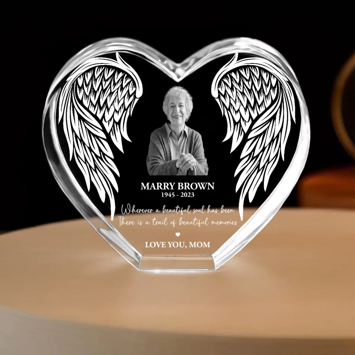 Personalized Picture Frame Memorial Gift Premium Heart LED, Heartfelt Table Decoration for Loss of Loved One - Image 13