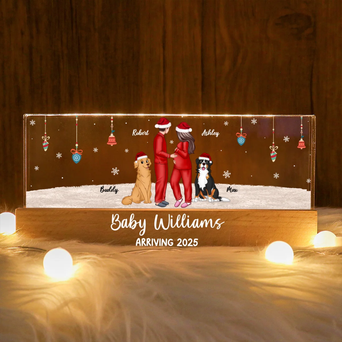 Personalized Pregnancy LED, Expecting Family Christmas Personalized Acrylic Block LED Night Light, New Mom Christmas Gift - Image 9