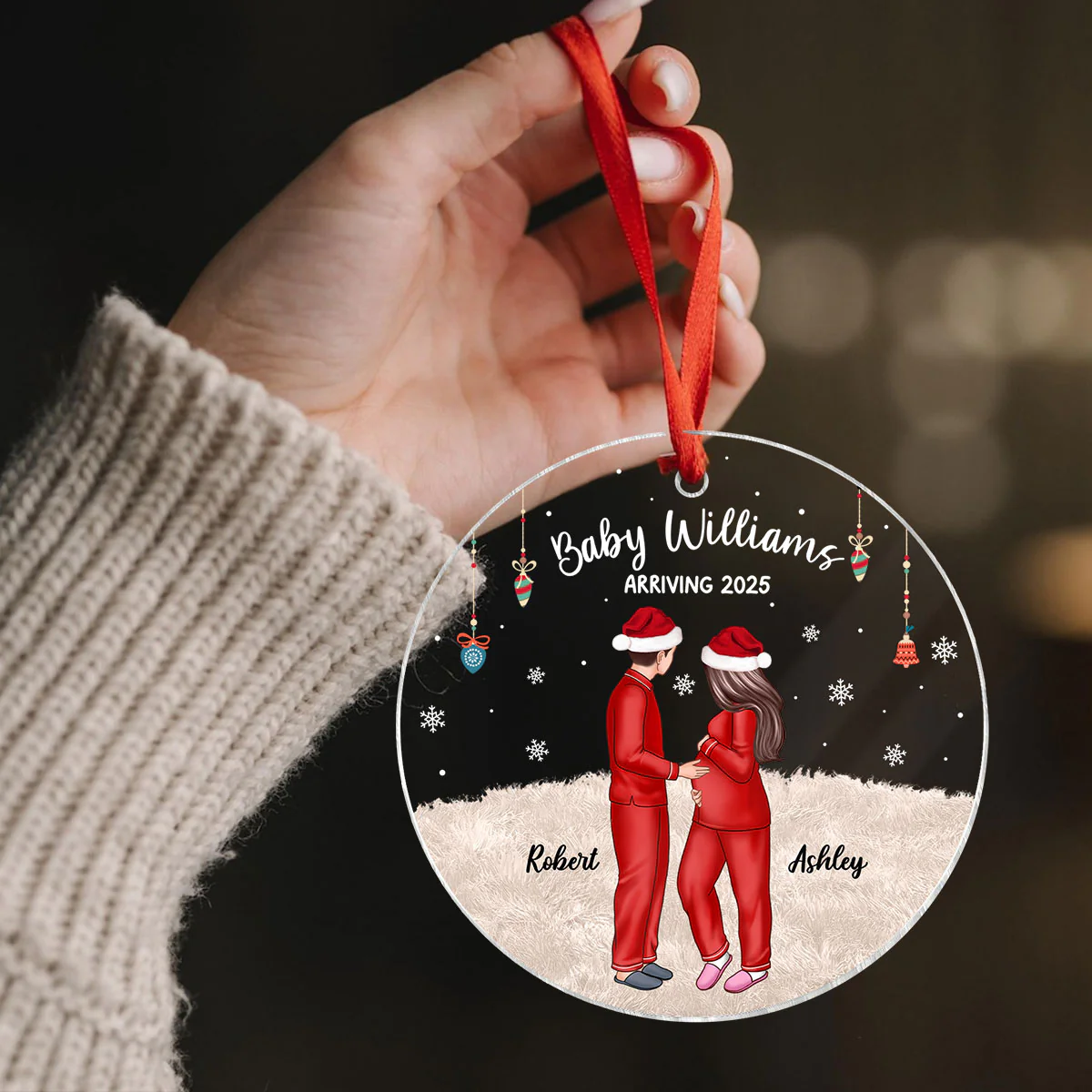 Personalized Pregnancy Ornament, Expecting Family Christmas Personalized Acrylic Ornament, New Mom Christmas Gift - Image 14