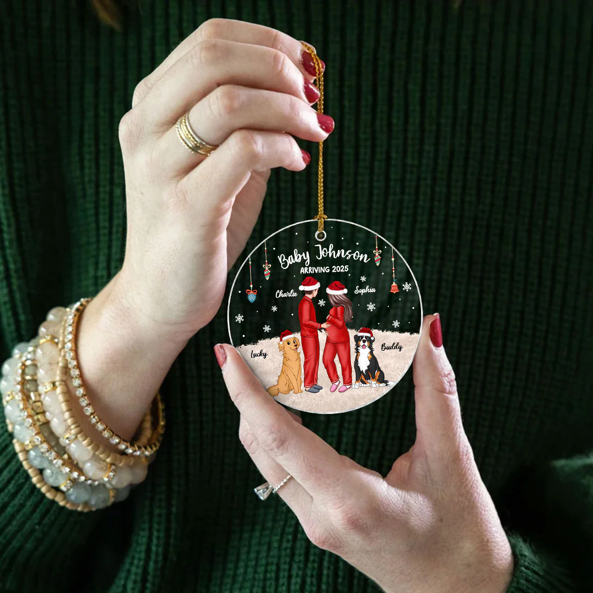 Personalized Pregnancy Ornament, Expecting Family Christmas Personalized Acrylic Ornament, New Mom Christmas Gift - Image 15