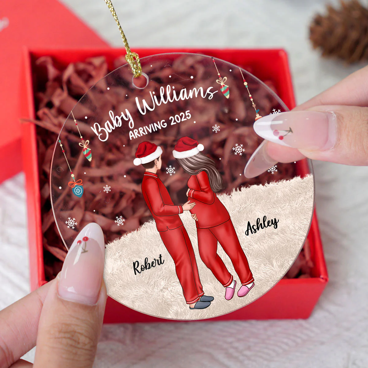 Personalized Pregnancy Ornament, Expecting Family Christmas Personalized Acrylic Ornament, New Mom Christmas Gift - Image 16