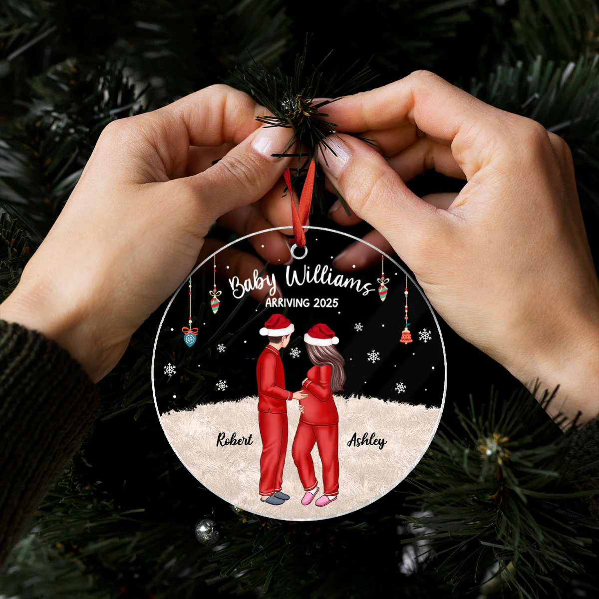 Personalized Pregnancy Ornament, Expecting Family Christmas Personalized Acrylic Ornament, New Mom Christmas Gift - Image 19