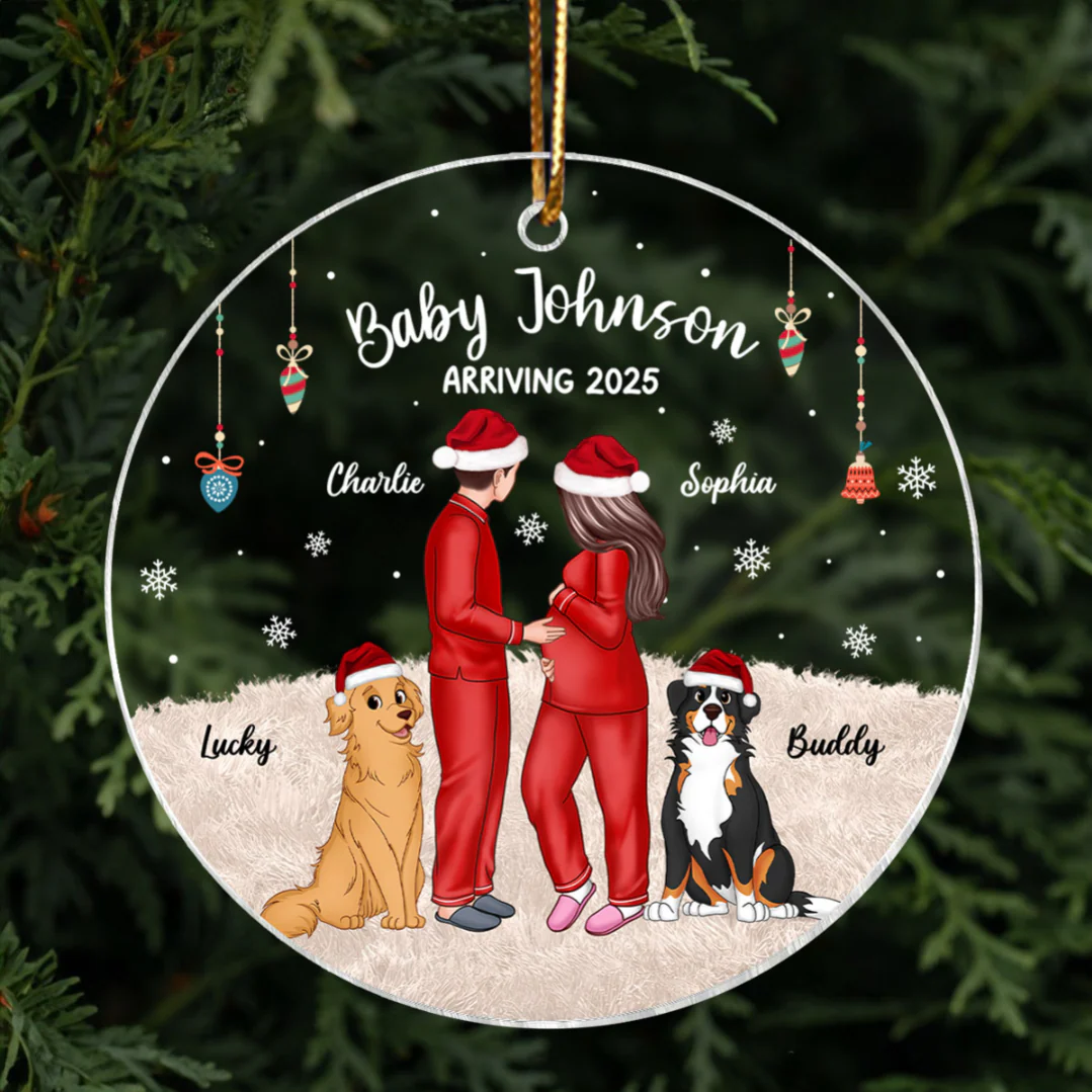 Personalized Pregnancy Ornament, Expecting Family Christmas Personalized Acrylic Ornament, New Mom Christmas Gift - Image 2
