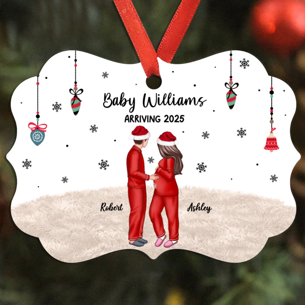 Personalized Pregnancy Ornament, Expecting Family Christmas Personalized Aluminum Ornament, New Mom Christmas Gift - Image 11