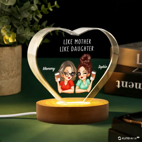 Personalized Premium Crystal Heart LED, Like Mother Like Daughter, Gift For Mom, Free Delivery - Image 2