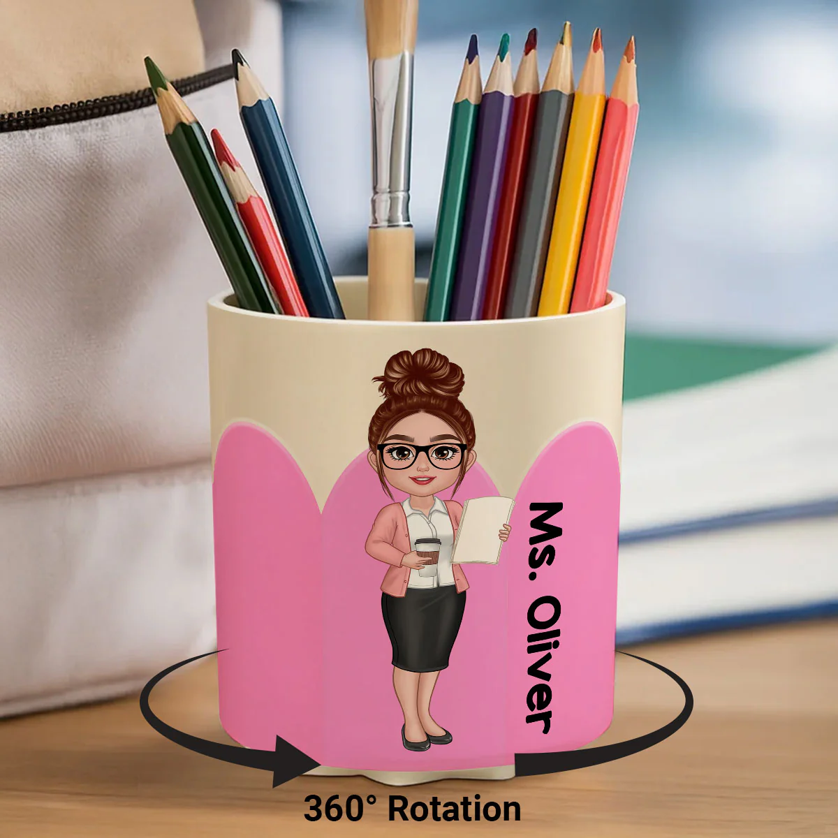Personalized Rotating Pen & Pencil Holder for Desk Decor for Classroom, Teacher Organization, Back to School Teacher Gift Idea - Image 3