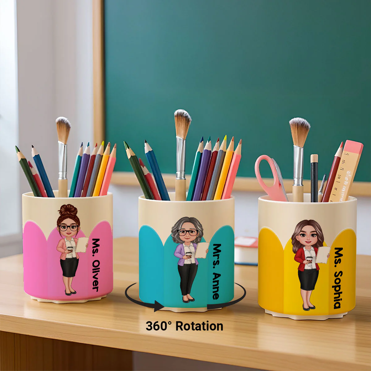 Personalized Rotating Pen & Pencil Holder for Desk Decor for Classroom, Teacher Organization, Back to School Teacher Gift Idea - Image 5