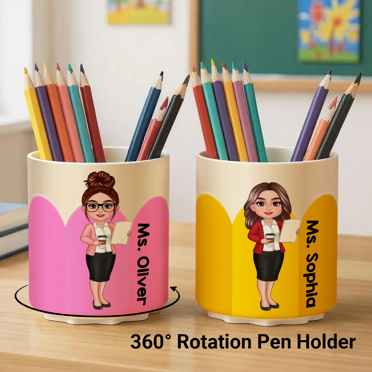 Personalized Rotating Pen & Pencil Holder for Desk Decor for Classroom, Teacher Organization, Back to School Teacher Gift Idea - Image 7