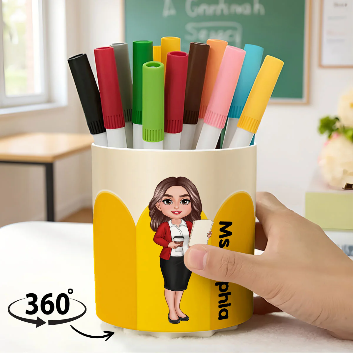 Personalized Rotating Pen & Pencil Holder for Desk Decor for Classroom, Teacher Organization, Back to School Teacher Gift Idea - Image 9
