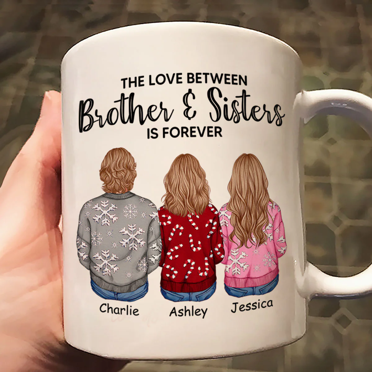 Personalized Siblings Christmas Mug, Personalized Brothers and Sisters Ornament, Siblings Gift - Image 7