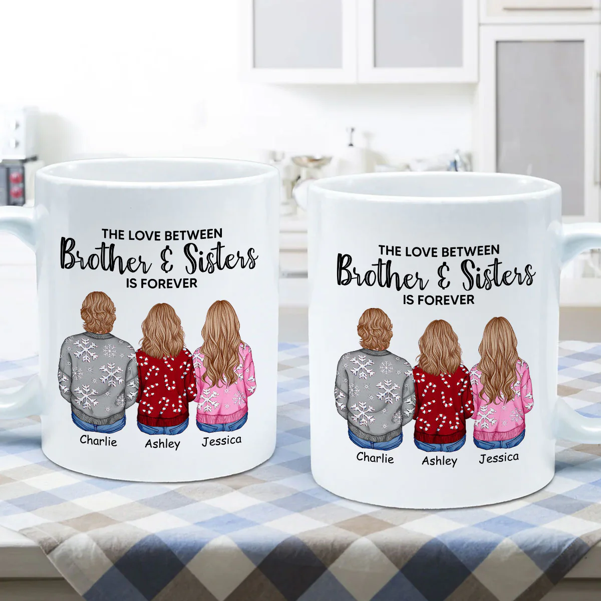 Personalized Siblings Christmas Mug, Personalized Brothers and Sisters Ornament, Siblings Gift - Image 9