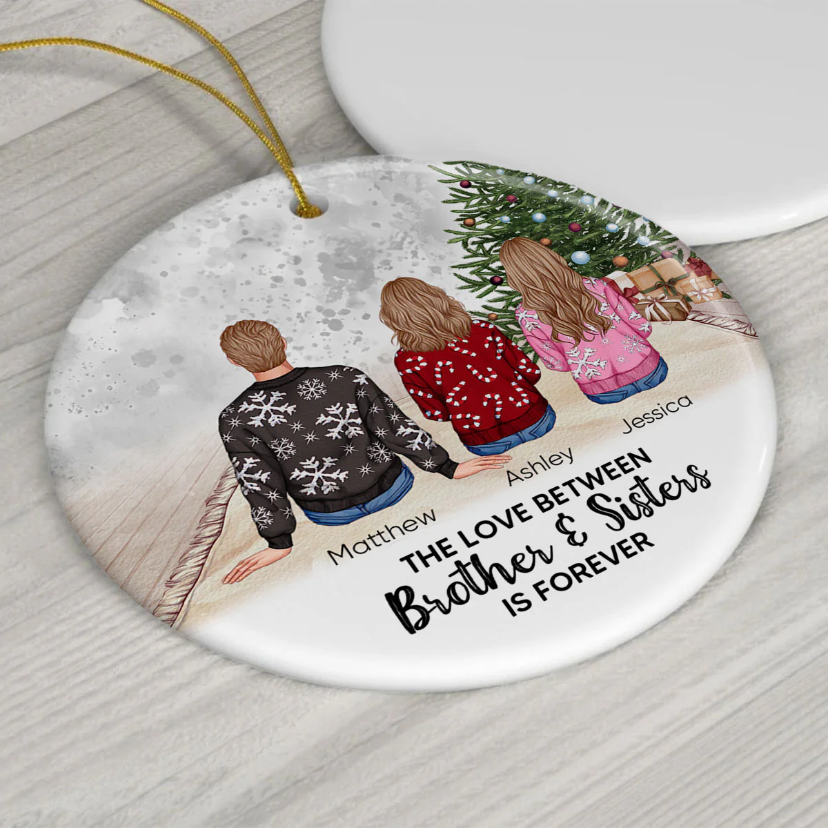 Personalized Siblings Christmas Tree Cozy Inside Ornament, Personalized Brothers and Sisters Ornament, Siblings Gift - Image 10