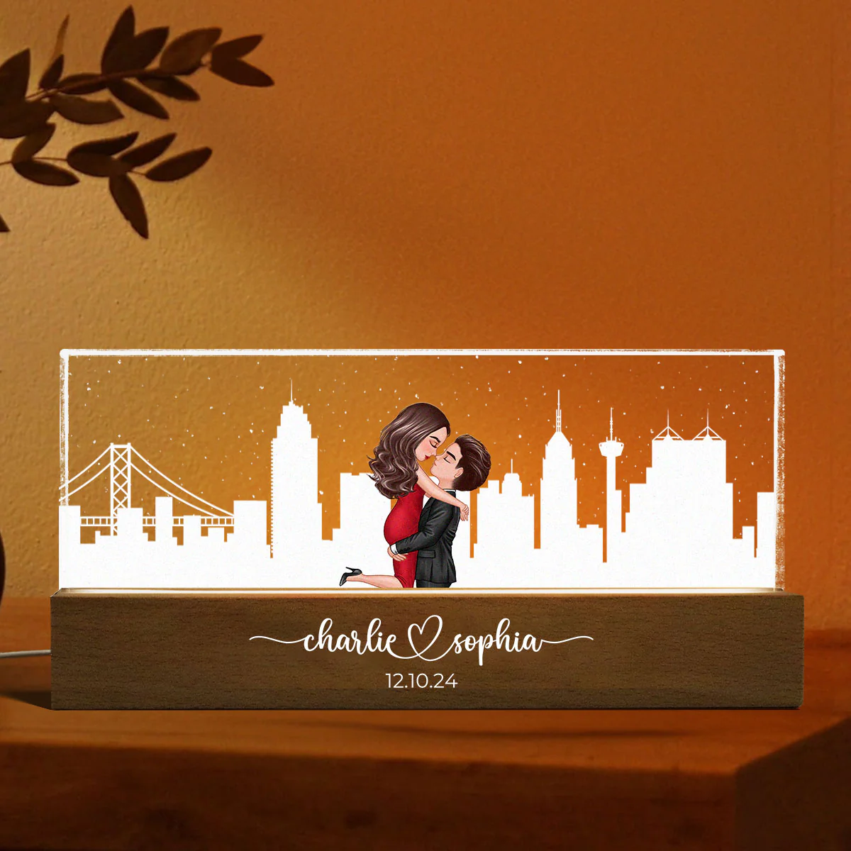 Personalized Skyline LED Night Light Anniversary Gift, Engagement Gift, Bridal Shower Gift for Couple, Best Friends - Image 5