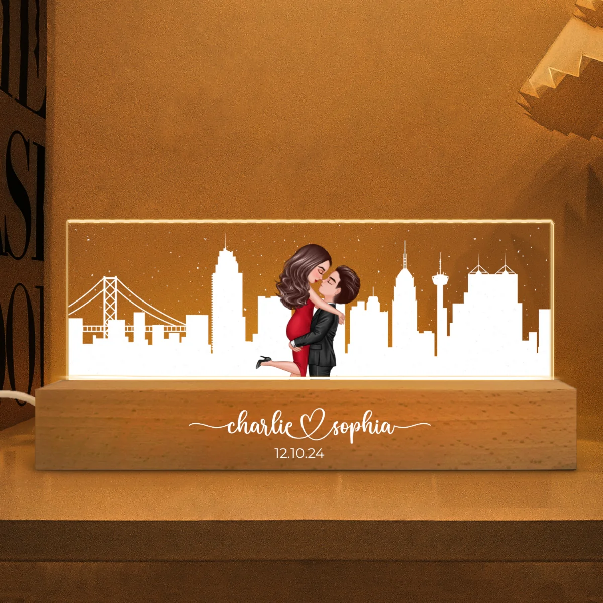 Personalized Skyline LED Night Light Anniversary Gift, Engagement Gift, Bridal Shower Gift for Couple, Best Friends - Image 7