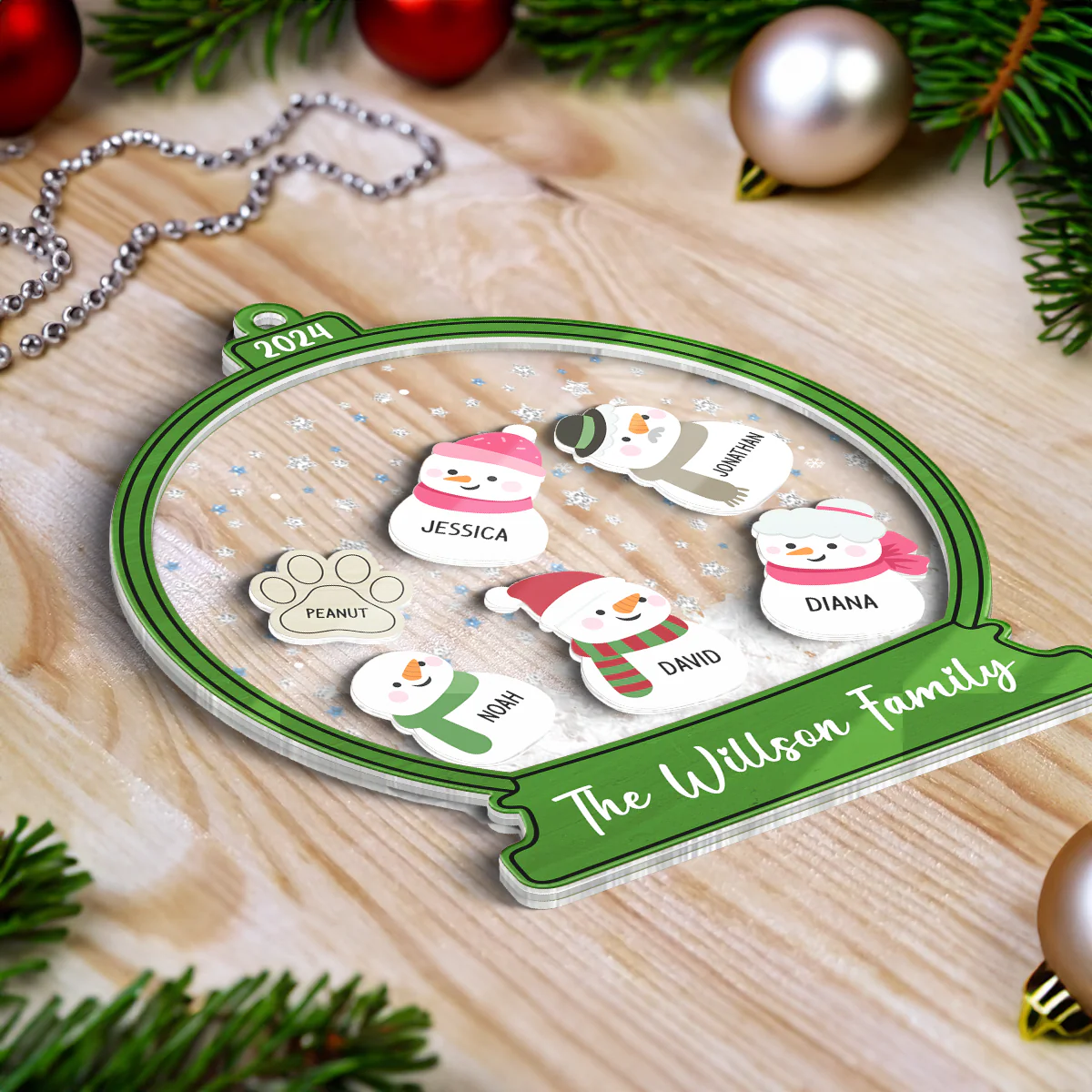 Personalized Snowman Family Christmas 4D Shaker Ornament 2024, Family Christmas Gift - Image 4
