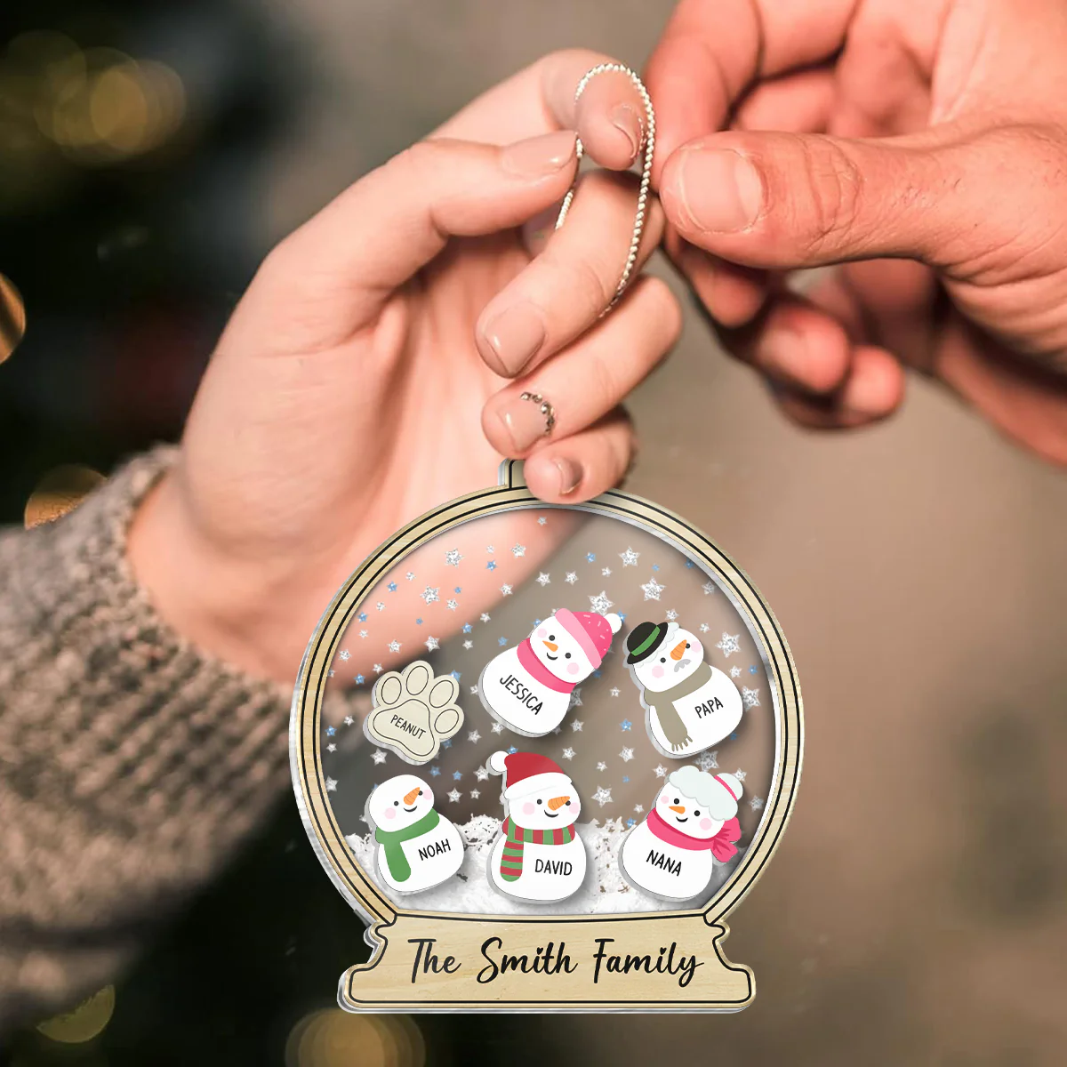 Personalized Snowman Family Christmas 4D Shaker Ornament 2024, Family Christmas Gift - Image 5