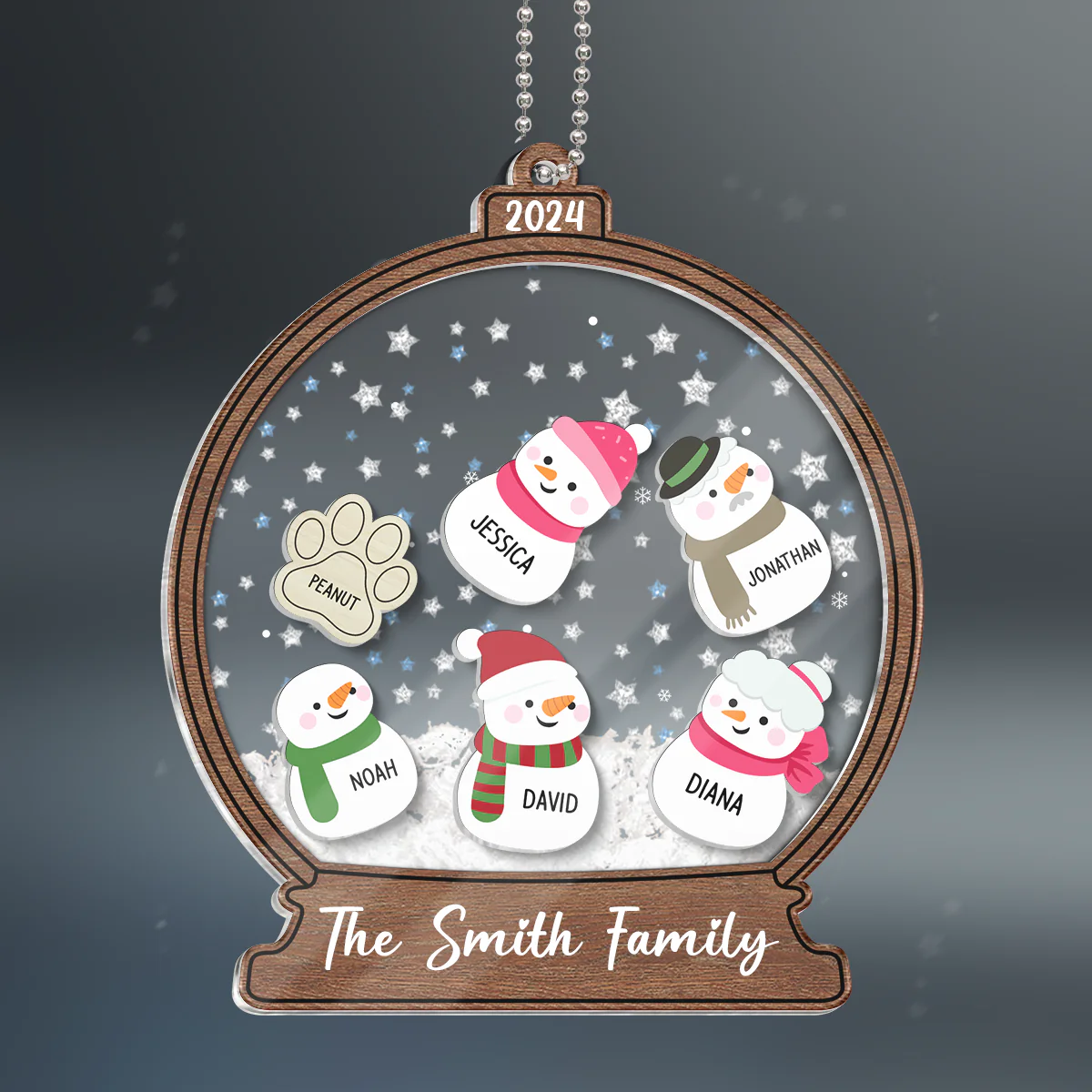 Personalized Snowman Family Christmas 4D Shaker Ornament 2024, Family Christmas Gift - Image 6