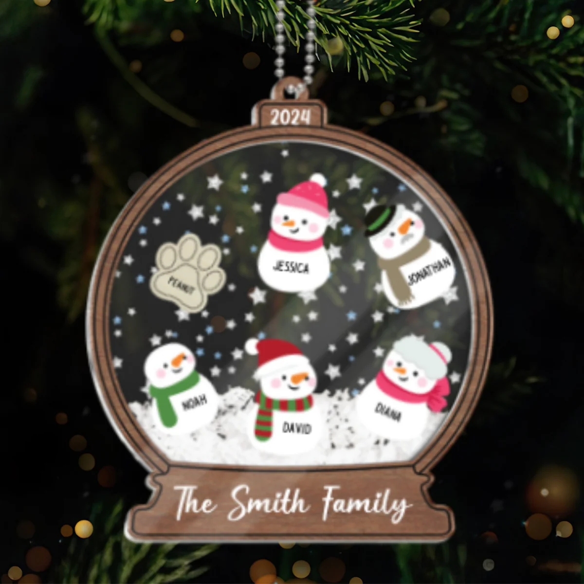 Personalized Snowman Family Christmas 4D Shaker Ornament 2024, Family Christmas Gift - Image 8