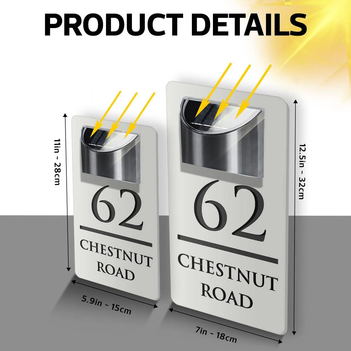 Modern Personalized House Number Address Sign With Waterproof Solar Powered LED Light - Image 7
