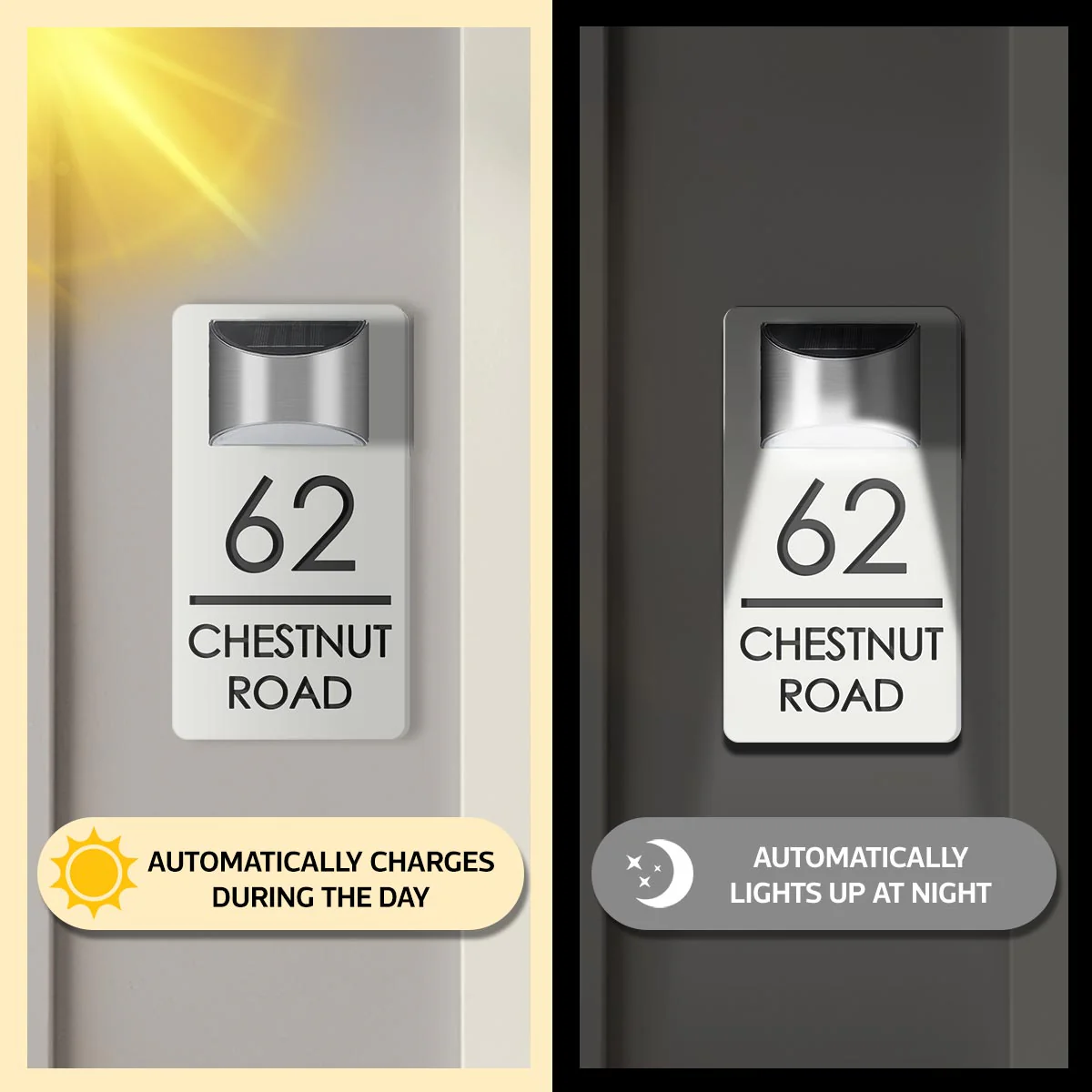 Modern Personalized House Number Address Sign With Waterproof Solar Powered LED Light - Image 8