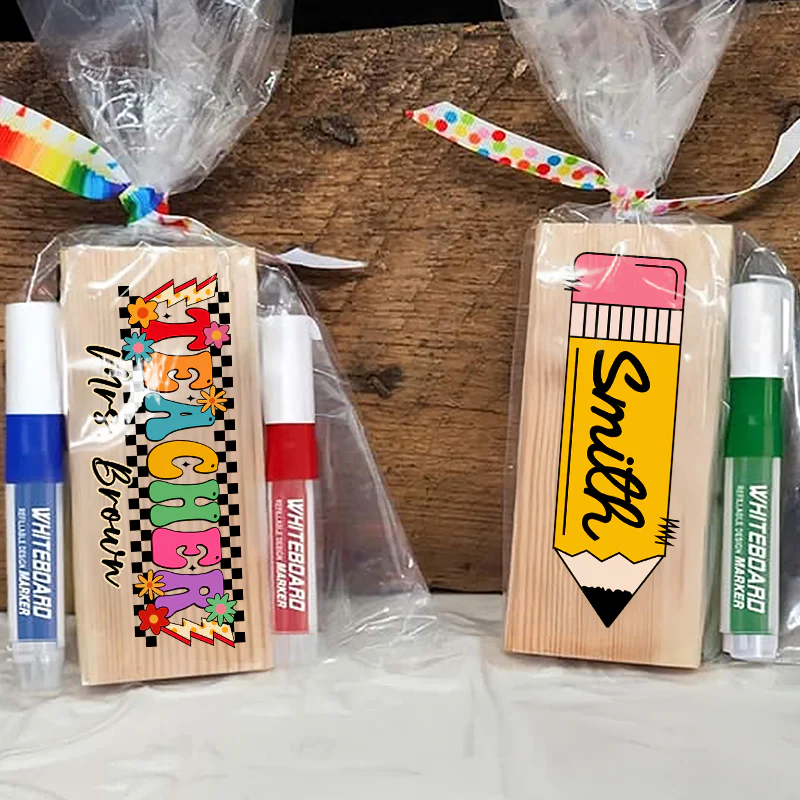 Personalized Teacher Whiteboard Eraser, Custom Teacher Appreciation Gifts, Chalkboard Eraser with Marker, Preschool Teacher Name gifts - Image 2