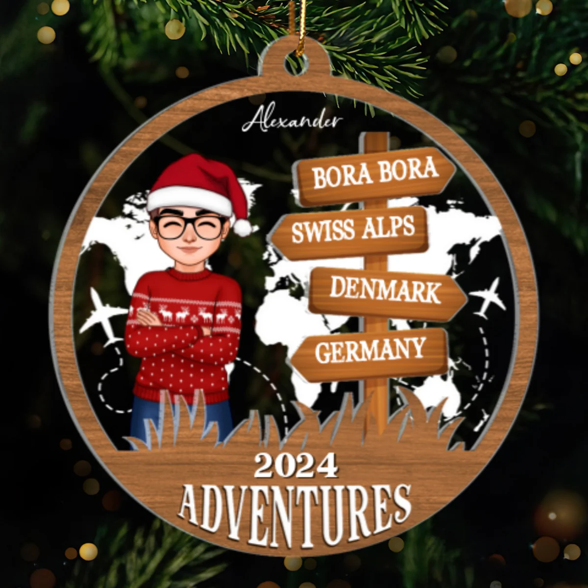 Personalized Travel Adventure Ornament, Custom Traveling Destination Ornament, Travel Gift, Christmas Gift, Gift for Travelers - Image 10
