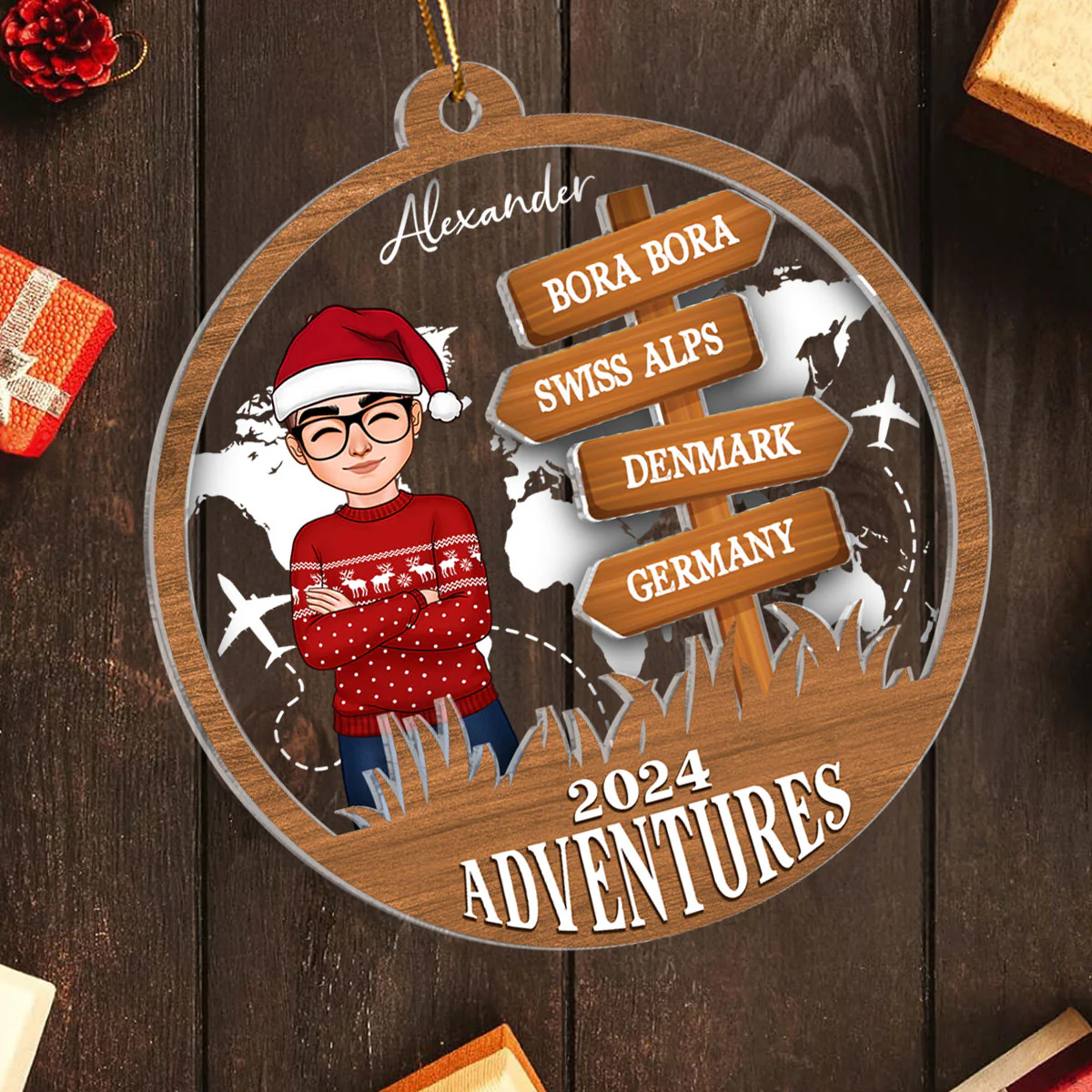 Personalized Travel Adventure Ornament, Custom Traveling Destination Ornament, Travel Gift, Christmas Gift, Gift for Travelers - Image 5