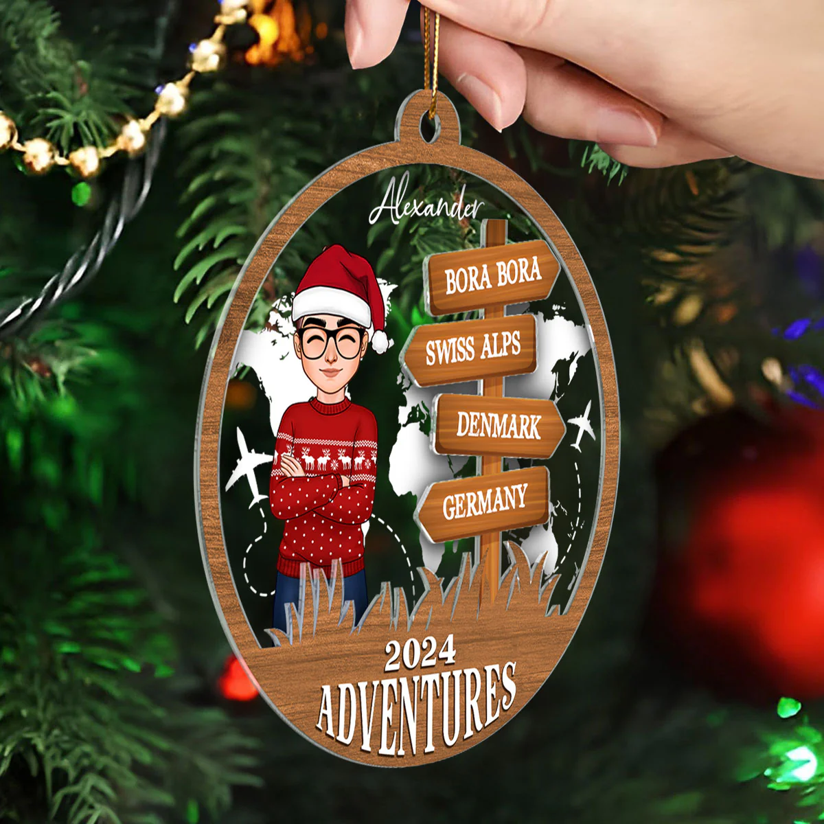 Personalized Travel Adventure Ornament, Custom Traveling Destination Ornament, Travel Gift, Christmas Gift, Gift for Travelers - Image 6