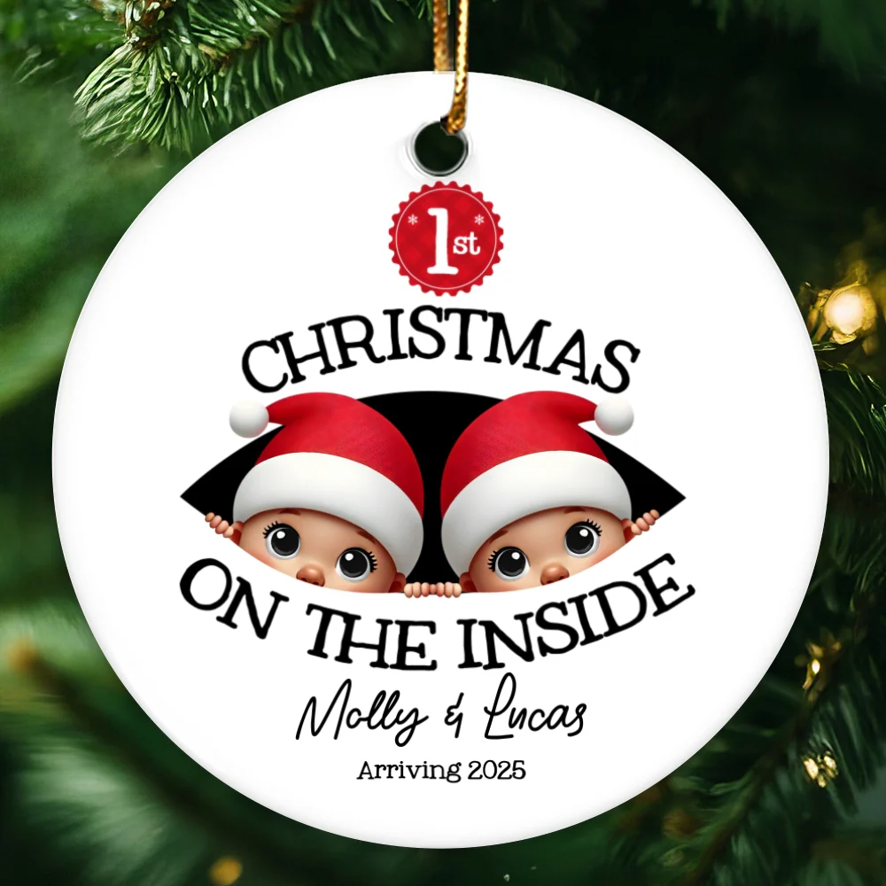 Personalized Twins Baby's First Christmas On the Inside Ornament, Custom Pregnancy Reveal Ornament, Expecting Parents - Image 12