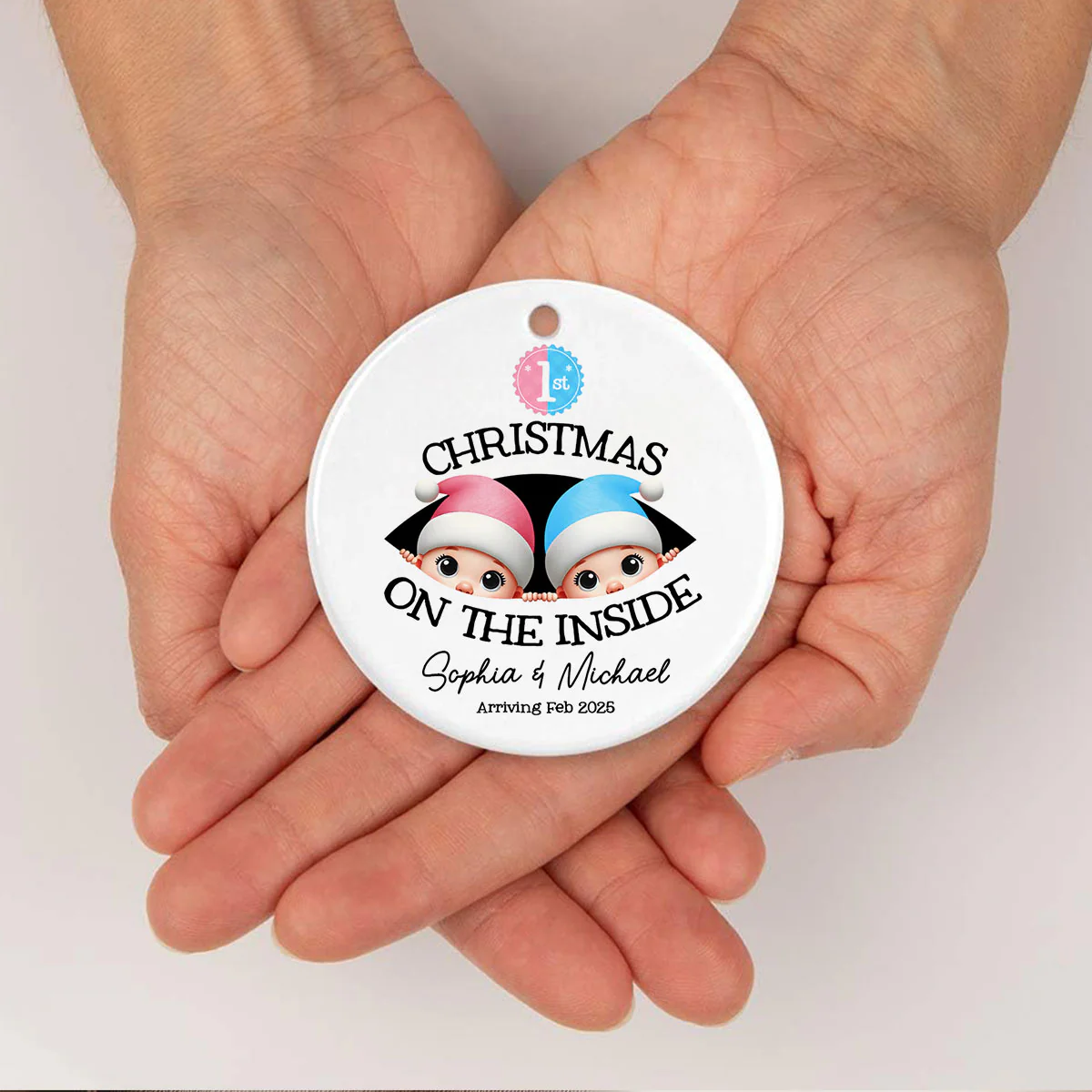 Personalized Twins Baby's First Christmas On the Inside Ornament, Custom Pregnancy Reveal Ornament, Expecting Parents - Image 8