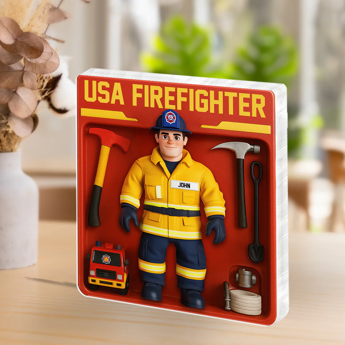 Personalized USA Firefighter Acrylic Plaque Decor, Custom Figure for Firefighters - Image 2