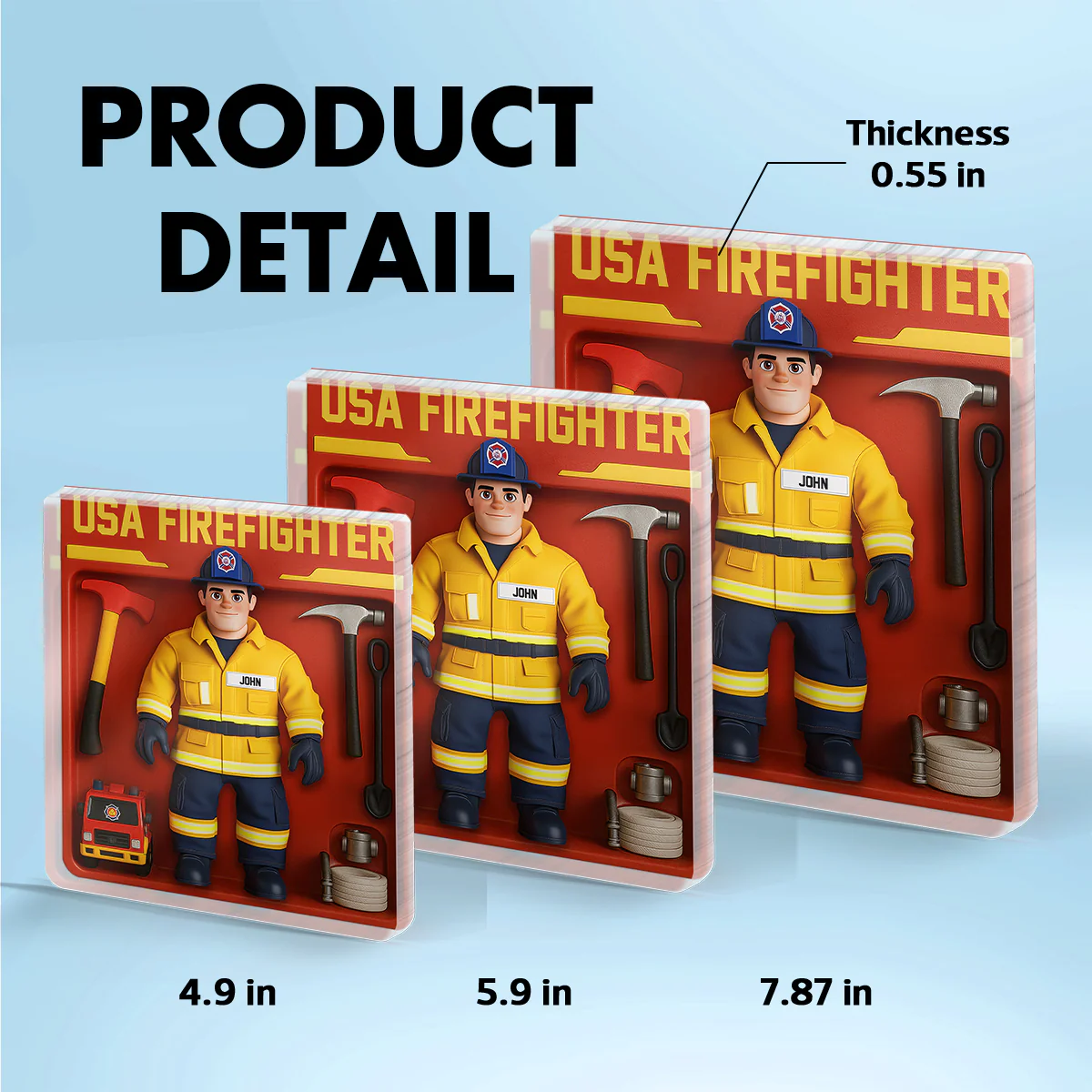 Personalized USA Firefighter Acrylic Plaque Decor, Custom Figure for Firefighters - Image 5